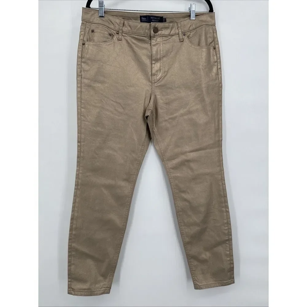 Boden Denim  Women's Size 12R‎ Stretchy Metallic Gold High Rise Pants EUC